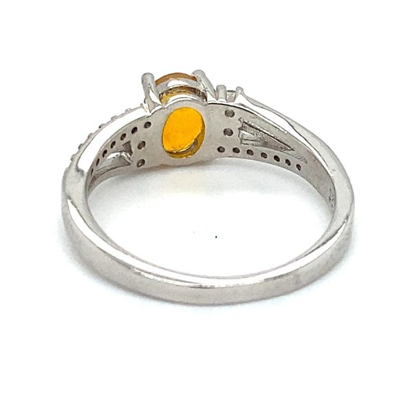 Welo Opal .60ct Platinum Finish Solid Silver Ring - Picture 5 of 7